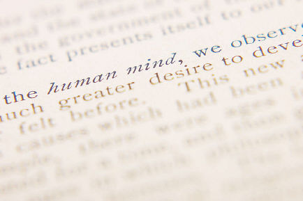 White page of print on human mind